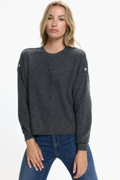 Vero Moda Jersey botones joya Gris oscuro Outlet