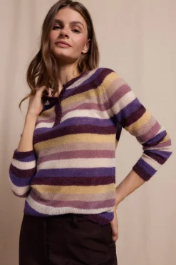 Slowlove Jersey botones rayas Lila Discount