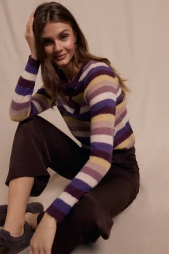 Slowlove Jersey botones rayas Lila Discount