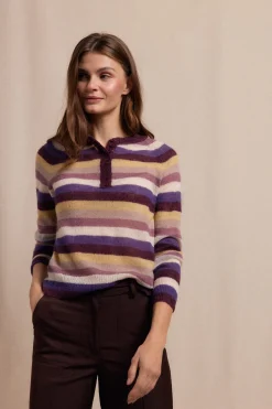 Slowlove Jersey botones rayas Lila Discount