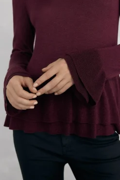 Pedro del Hierro Jersey brillo volantes Burdeos Discount