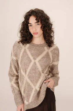 Grace & Mila Jersey básico con cuello redondo Beige Outlet