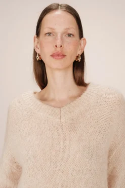 Grace & Mila Jersey básico con escote en V Beige Discount