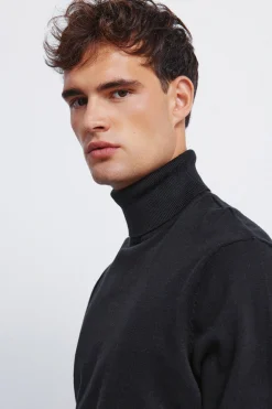 Springfield Jersey básico cuello alto negro Outlet