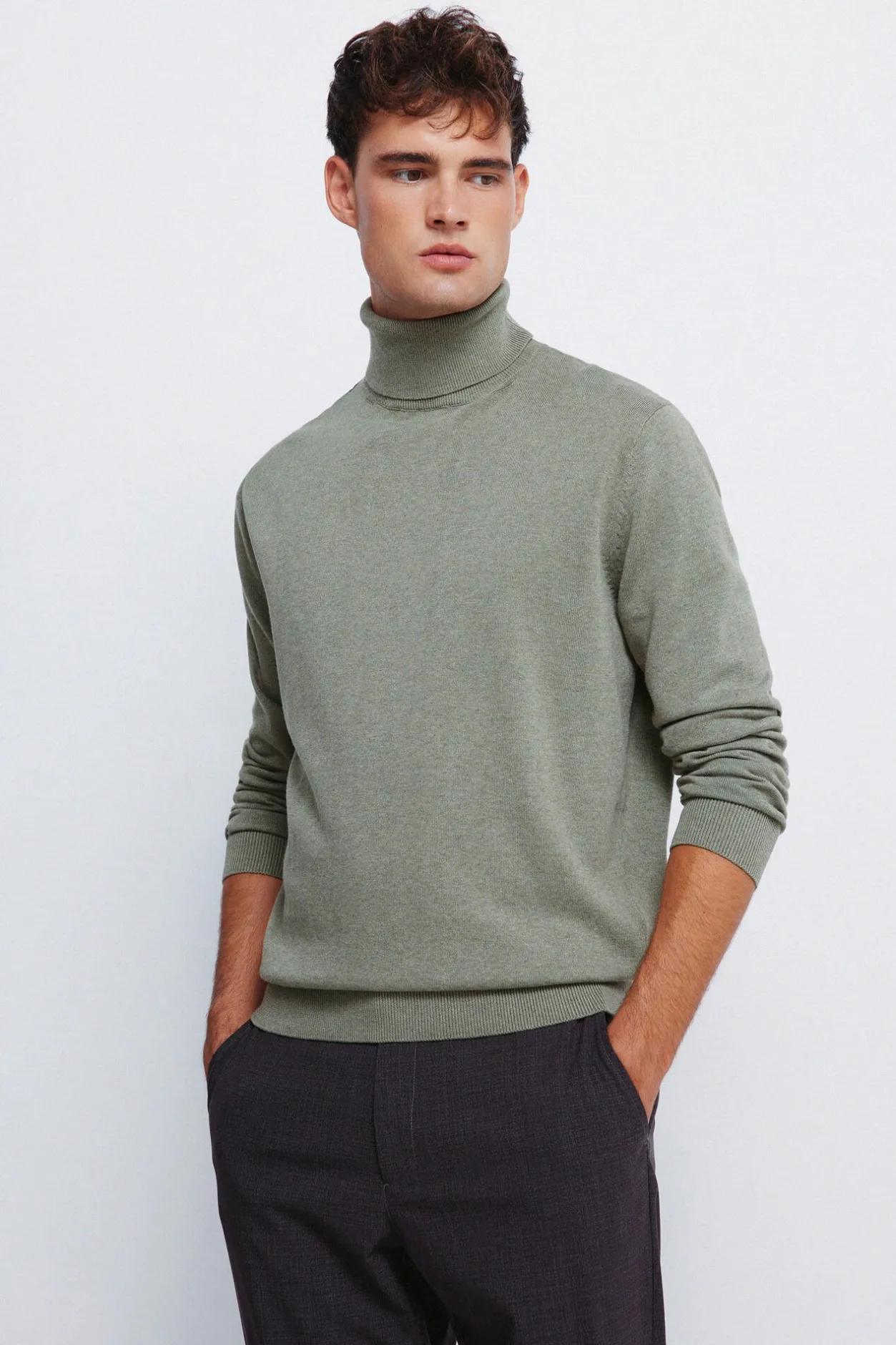 Springfield Jersey básico cuello alto kaki Sale