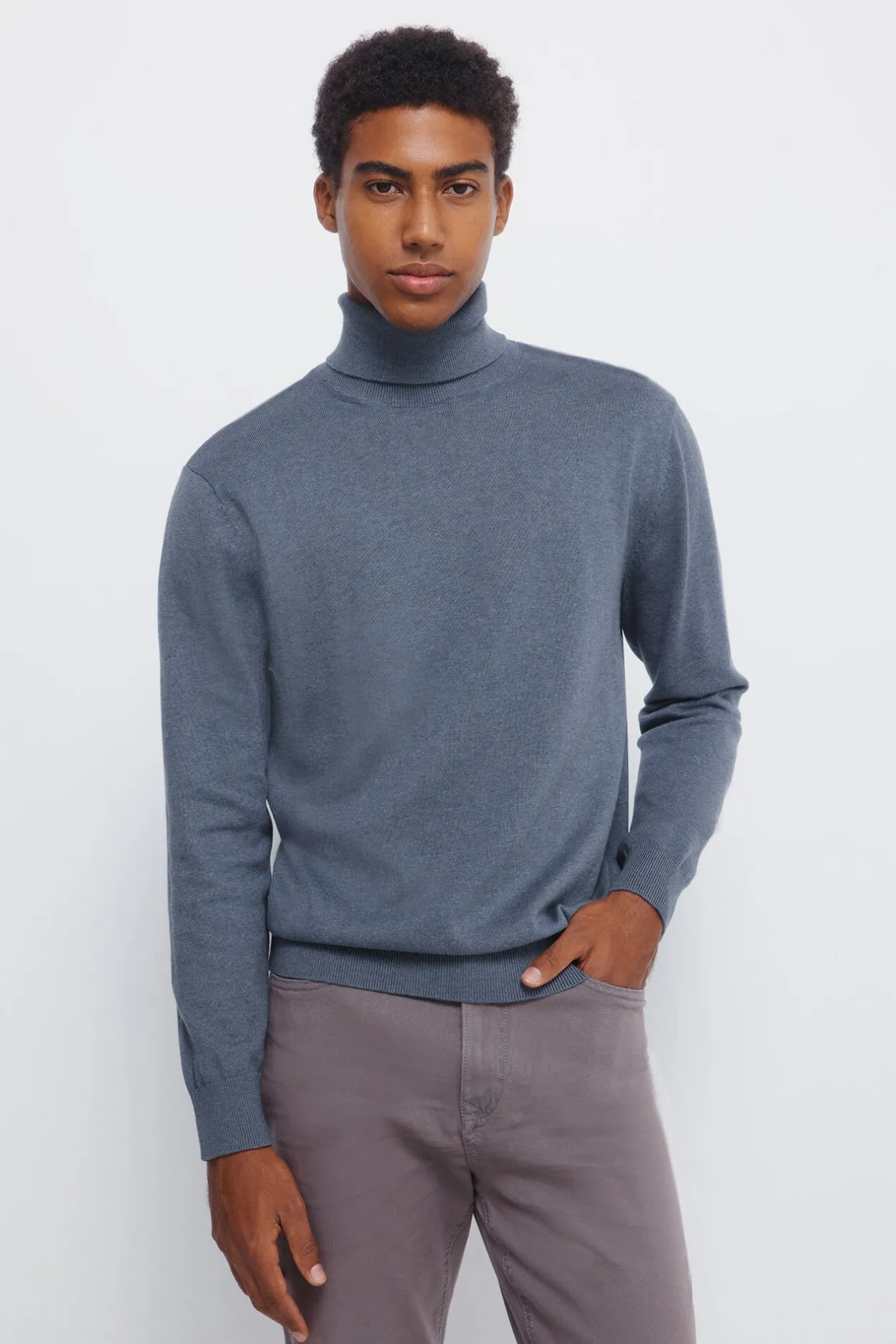 Springfield Jersey básico cuello alto azul New