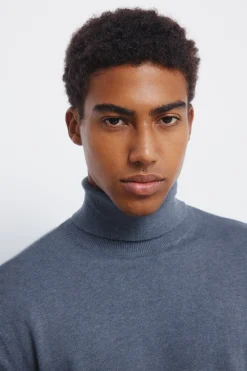 Springfield Jersey básico cuello alto azul New