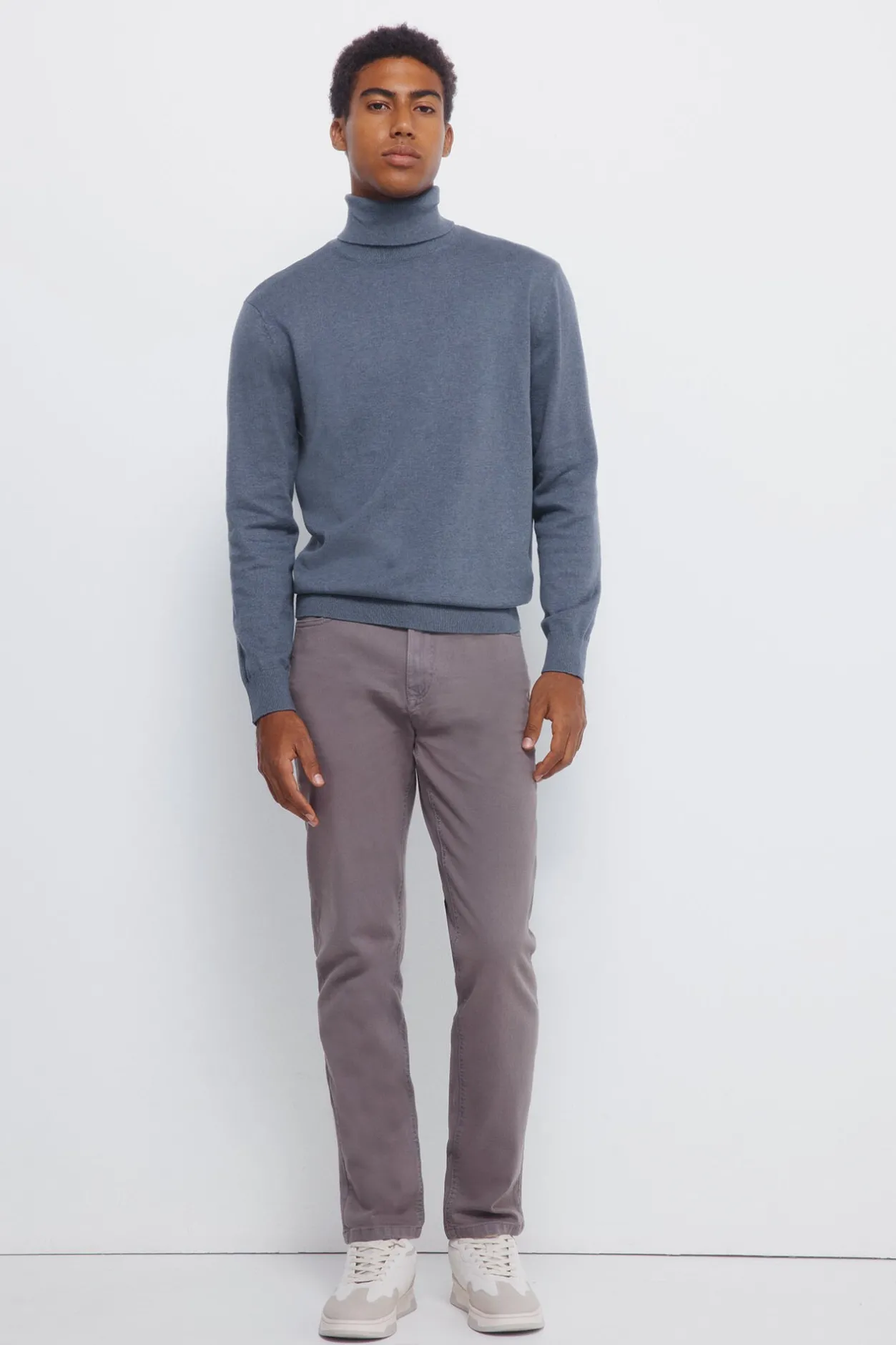 Springfield Jersey básico cuello alto azul New