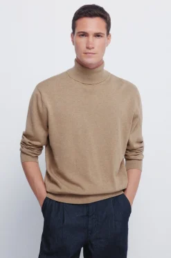 Springfield Jersey básico cuello alto beige Discount