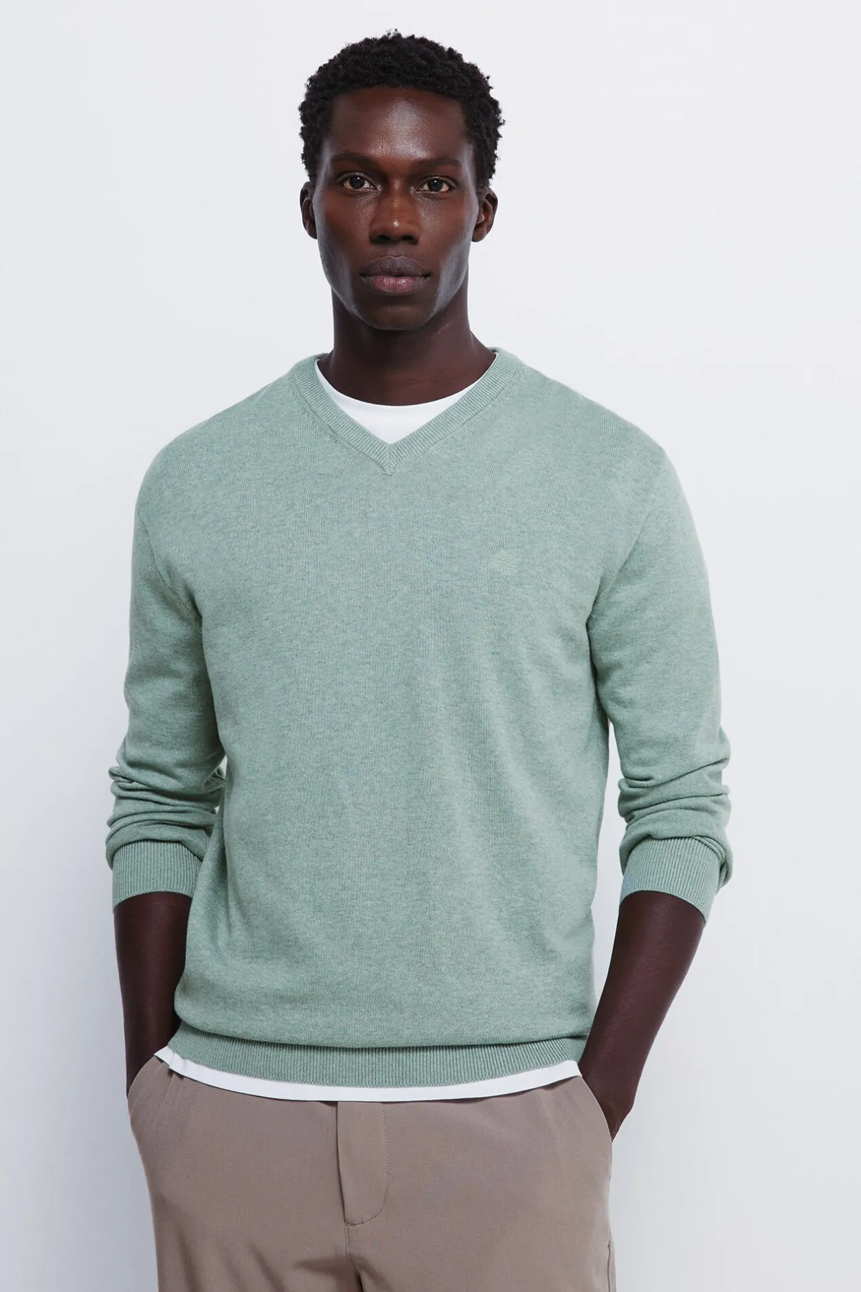 Springfield Jersey básico cuello pico verde