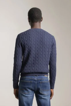 PuroEGO Jersey cable knit algodón Azul marino Clearance