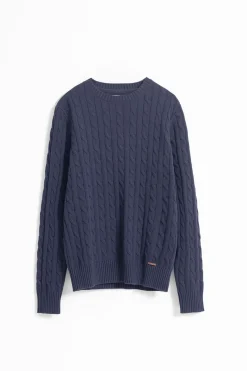 PuroEGO Jersey cable knit algodón Azul marino Clearance