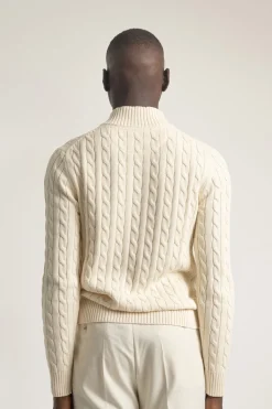 PuroEGO Jersey cable knit cuello mock Marfil Best