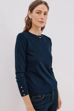 Cortefiel Jersey caja botones Azul marino Sale