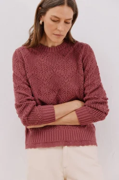 Cortefiel Jersey calado combinado Vino Sale