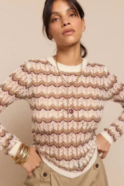 Slowlove Jersey calado multicolor Estampado beige