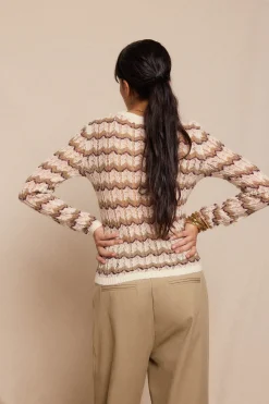 Slowlove Jersey calado multicolor Estampado beige