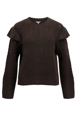 Object Jersey calado volantes Marr&oacute;n oscuro Sale