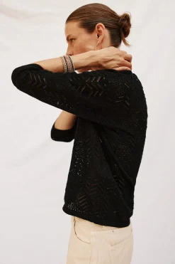 Cortefiel Jersey calados lurex Negro Discount