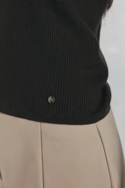 Pedro del Hierro Jersey canalé manga abullonada Verde Sale