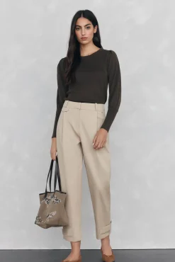 Pedro del Hierro Jersey canalé manga abullonada Verde Sale