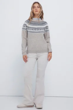 Springfield Jersey cenefa jacquard cuello combinado gris Online