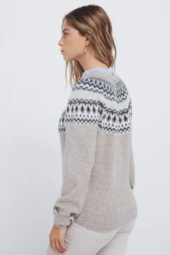 Springfield Jersey cenefa jacquard cuello combinado gris Online