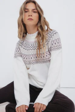 Springfield Jersey cenefa jacquard cuello combinado nude New