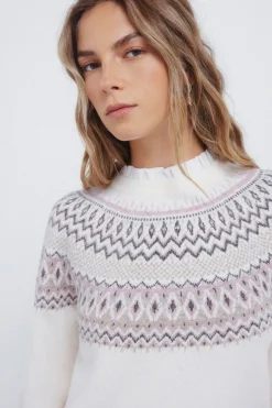 Springfield Jersey cenefa jacquard cuello combinado nude New