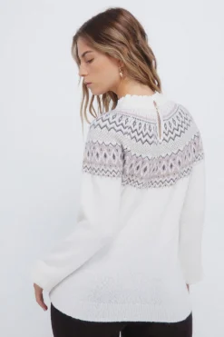 Springfield Jersey cenefa jacquard cuello combinado nude New