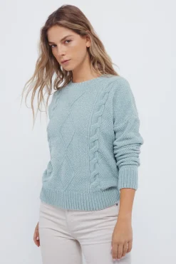 Springfield Jersey chenilla cable knit verde Sale