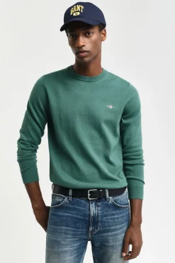 Gant Jersey clásico de algodón con cuello redondo Verde Clearance