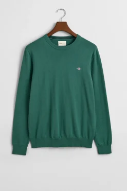 Gant Jersey clásico de algodón con cuello redondo Verde Clearance