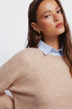 Springfield Jersey combinado camisero nude Discount