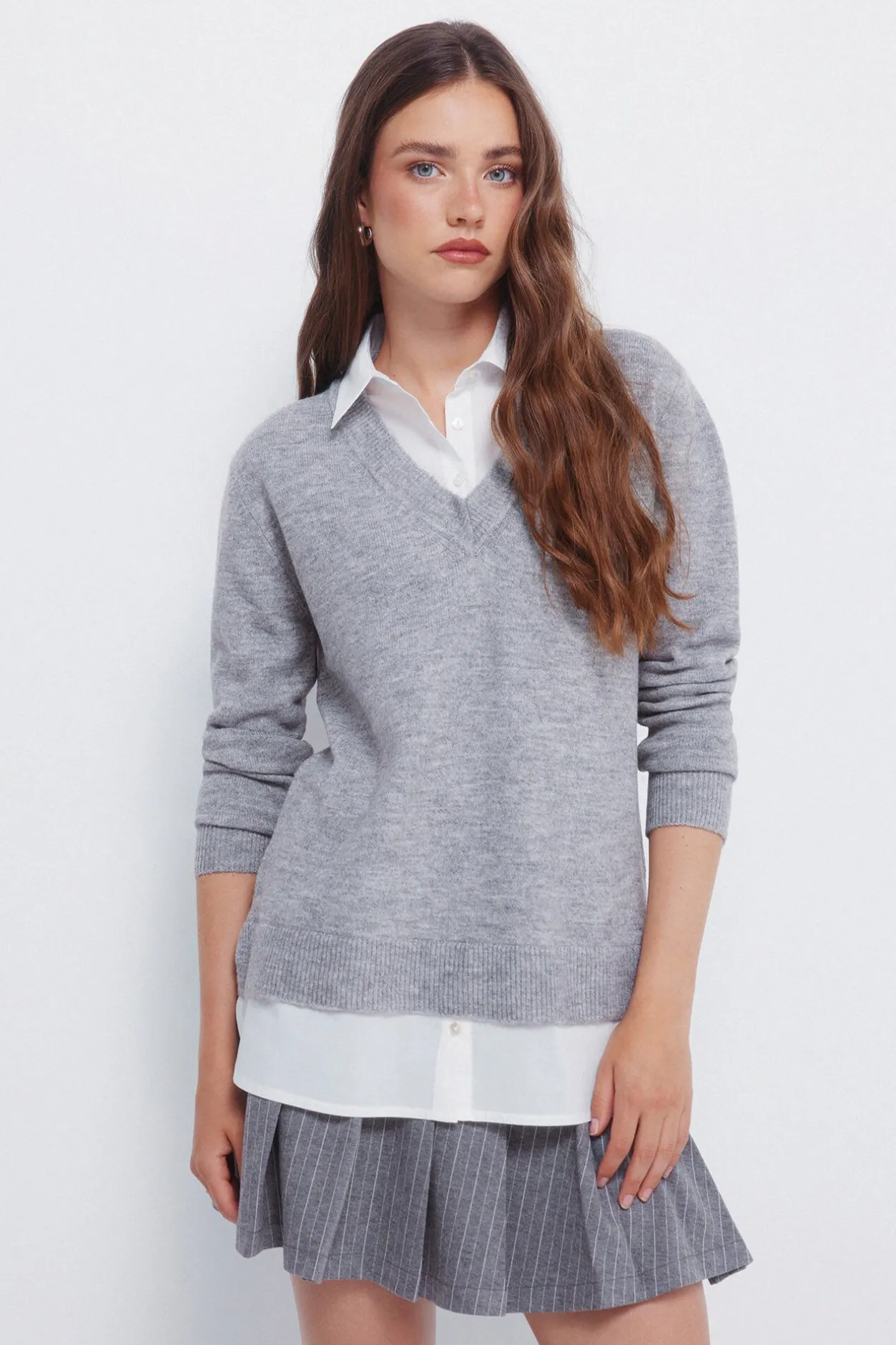 Springfield Jersey combinado camisero gris Outlet