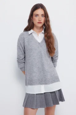 Springfield Jersey combinado camisero gris Outlet