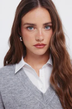 Springfield Jersey combinado camisero gris Outlet