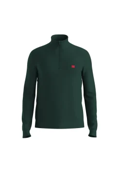 HUGO Jersey con cremallera Verde oscuro