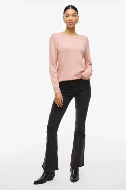 Vila Jersey con cuello redondo de viscosa Rosa Outlet