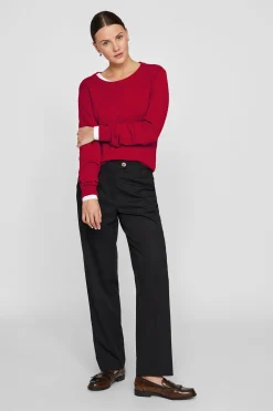 Vila Jersey con cuello redondo de viscosa Rojo Online