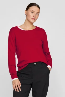 Vila Jersey con cuello redondo de viscosa Rojo Online