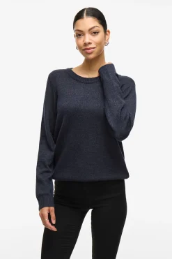 Vila Jersey con cuello redondo de viscosa Gris Clearance