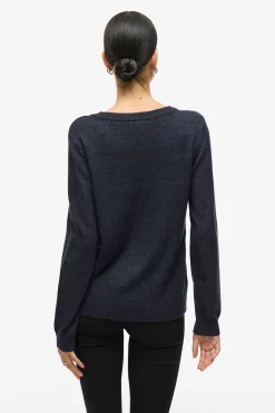 Vila Jersey con cuello redondo de viscosa Gris Clearance