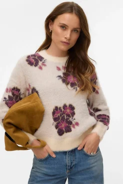 Vero Moda Jersey con estampado en relieve de manga larga Beige