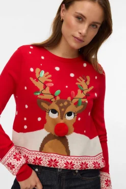 Vero Moda Jersey con estampado navideño Rojo Sale