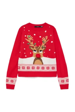 Vero Moda Jersey con estampado navideño Rojo Sale