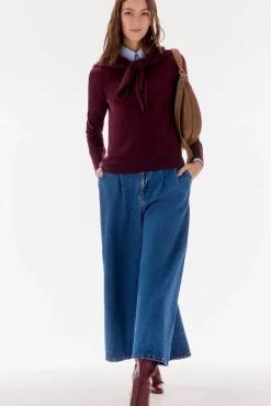 TFP by Tamara Falcó Jersey con fular 100% lana Burdeos Discount
