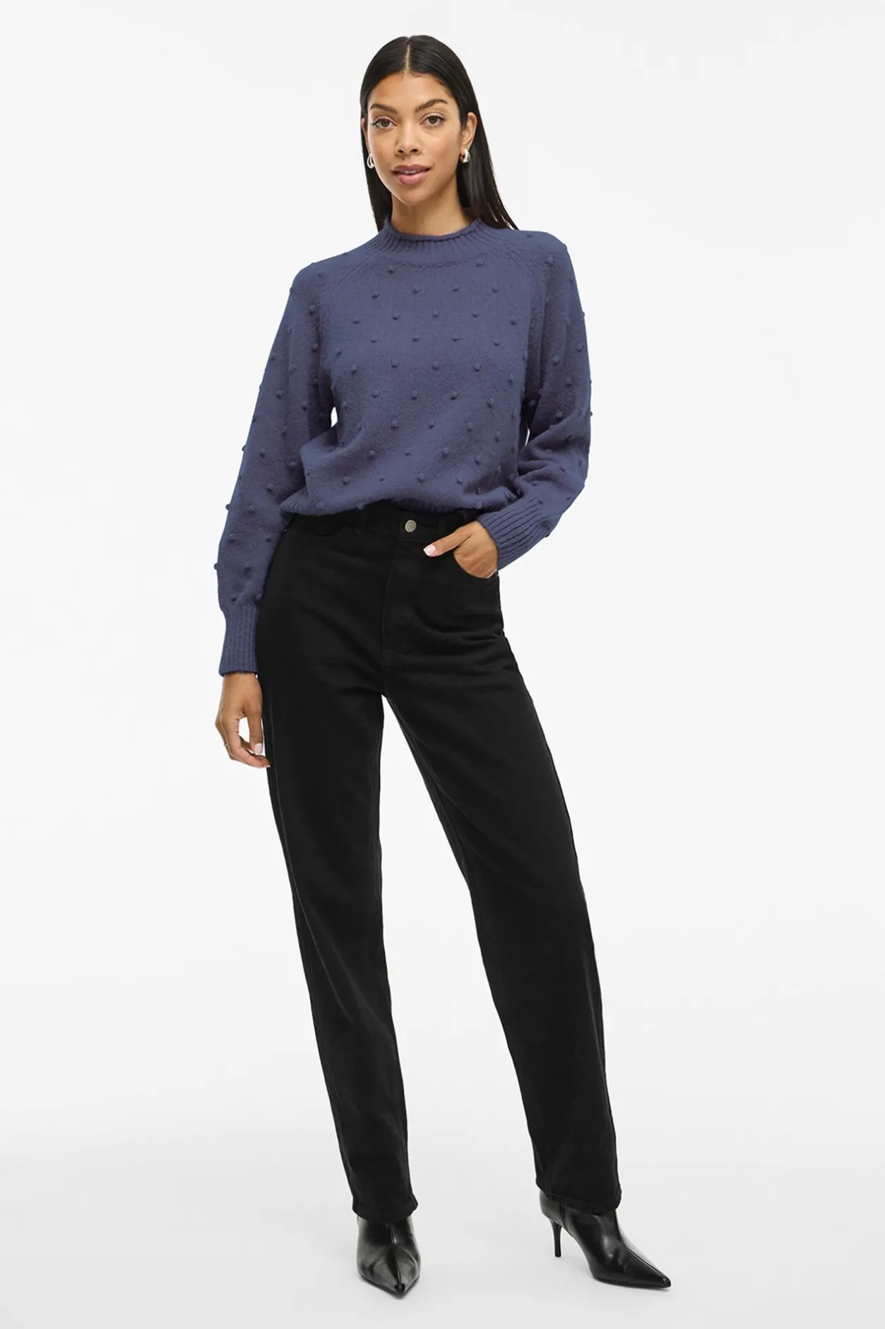 Vila Jersey con perlas de punto Azul Best