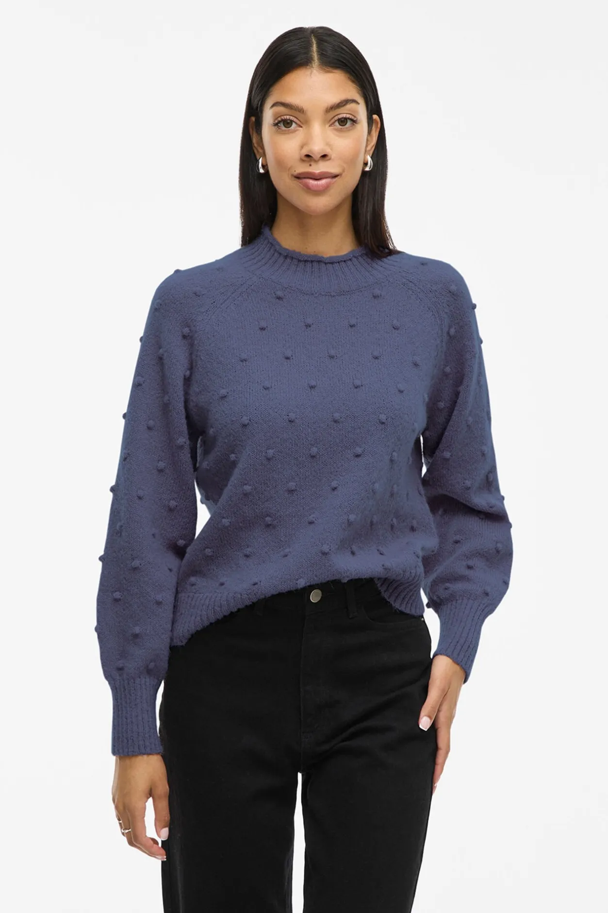 Vila Jersey con perlas de punto Azul Best