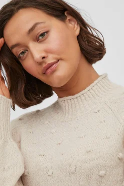 Vila Jersey con perlas de punto Beige Clearance